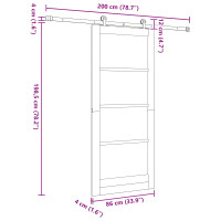 Produktbild för Skjutdörr Naturlig och svart 86 x 198,5 cm Massiv furu
