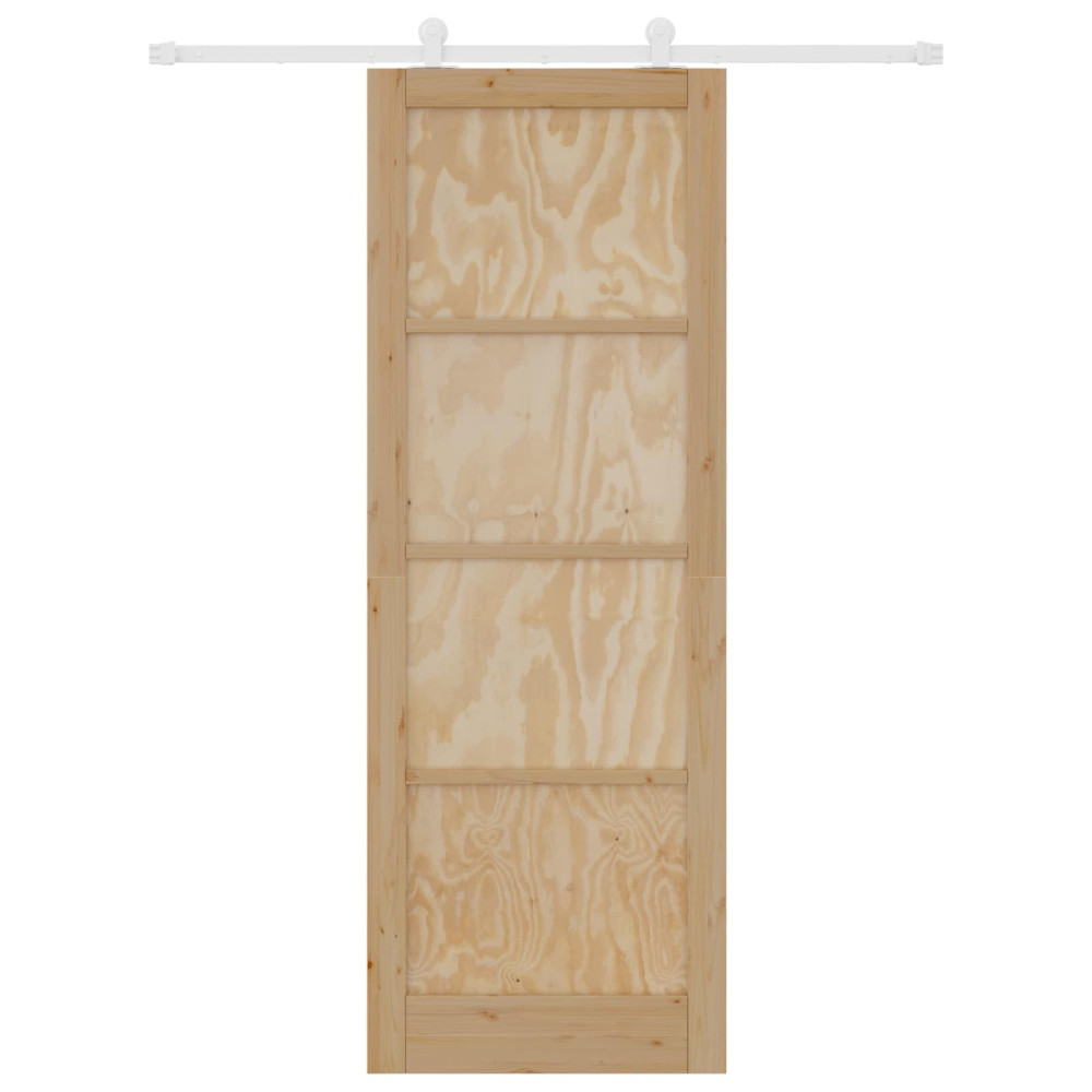 Produktbild för Skjutdörr Naturlig och vit 83 x 232 cm Massiv furu
