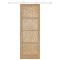 Produktbild för Skjutdörr Naturlig och vit 83 x 232 cm Massiv furu