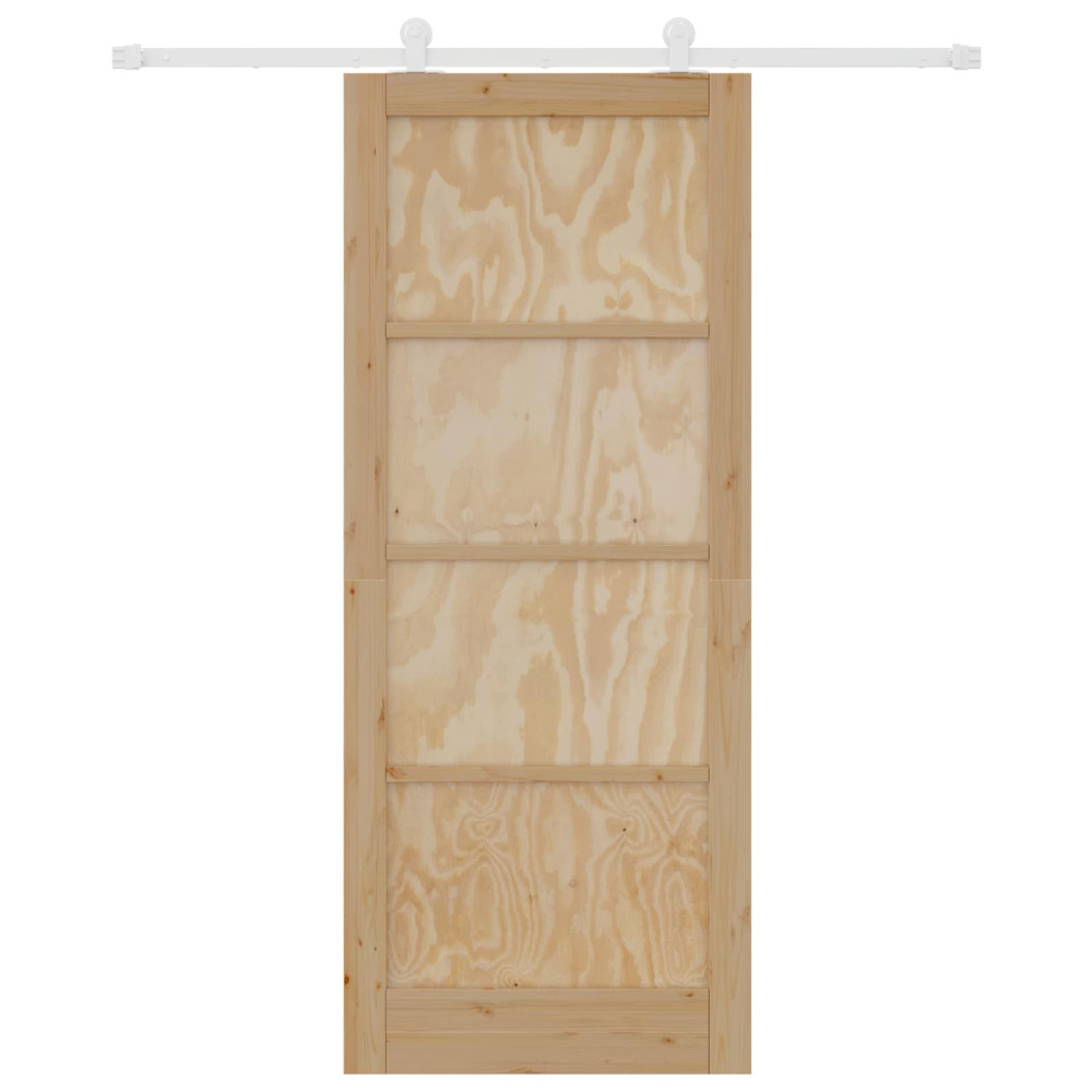 Produktbild för Skjutdörr Naturlig och vit 86 x 211 cm Massiv furu