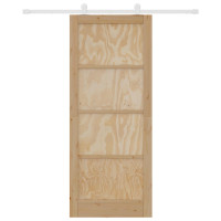 Produktbild för Skjutdörr Naturlig och vit 86 x 211 cm Massiv furu