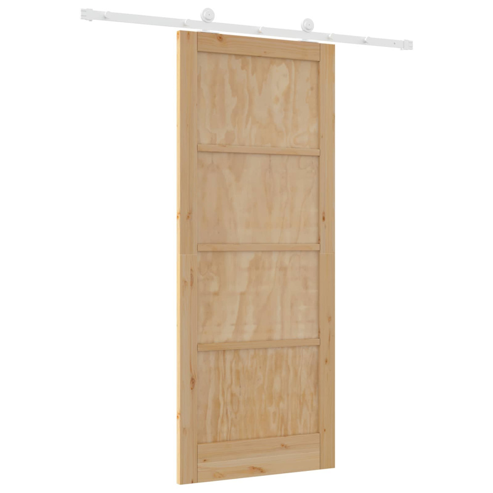 Produktbild för Skjutdörr Naturlig och vit 86 x 211 cm Massiv furu