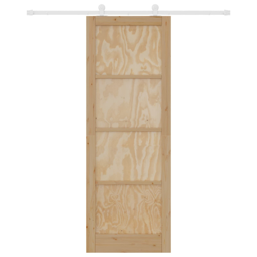 Produktbild för Skjutdörr Naturlig och vit 83 x 232 cm Massiv furu