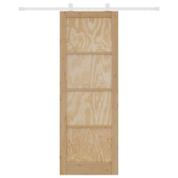 Produktbild för Skjutdörr Naturlig och vit 83 x 232 cm Massiv furu