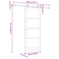 Produktbild för Skjutdörr Naturlig och vit 86 x 211 cm Massiv furu