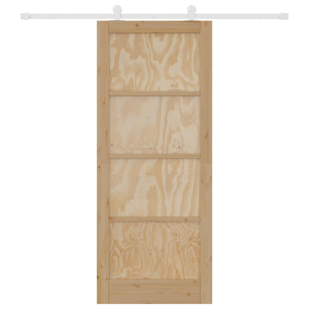 Produktbild för Skjutdörr Naturlig och vit 86 x 211 cm Massiv furu