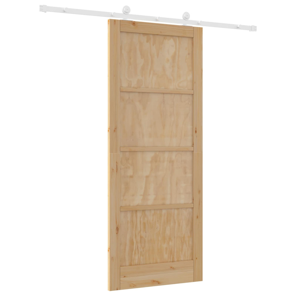 Produktbild för Skjutdörr Naturlig och vit 86 x 211 cm Massiv furu