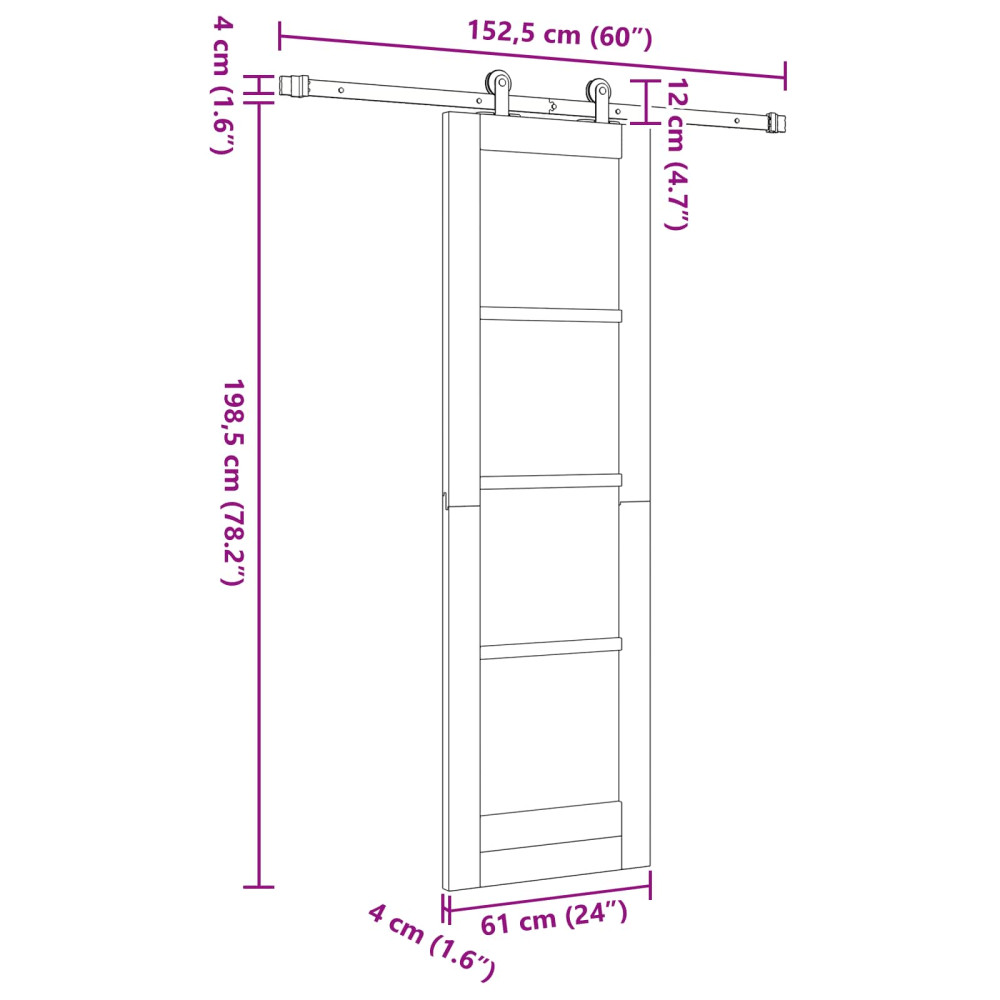 Produktbild för Skjutdörr ORKDAL Naturlig 61 x 198,5 cm Massiv furu