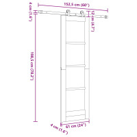 Produktbild för Skjutdörr ORKDAL Naturlig 61 x 198,5 cm Massiv furu