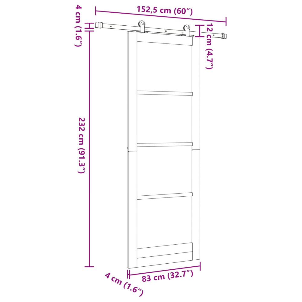 Produktbild för Skjutdörr ORKDAL Naturlig 83 x 232 cm Massiv furu