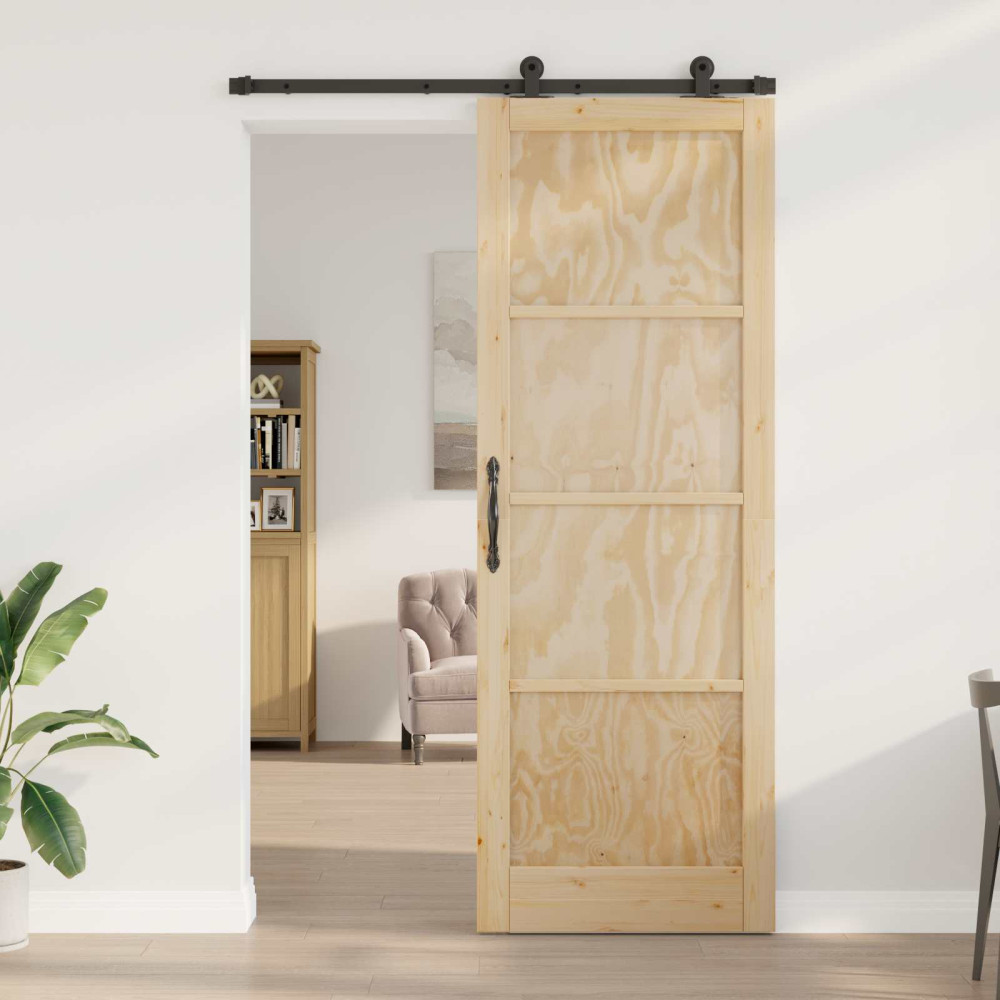 Produktbild för Skjutdörr ORKDAL Naturlig 83 x 232 cm Massiv furu