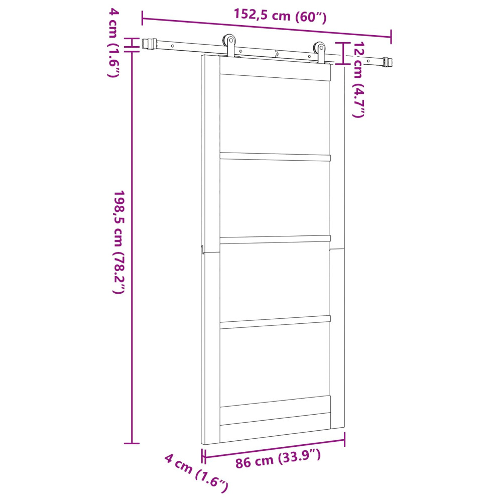Produktbild för Skjutdörr ORKDAL Naturlig 86 x 198,5 cm Massiv furu