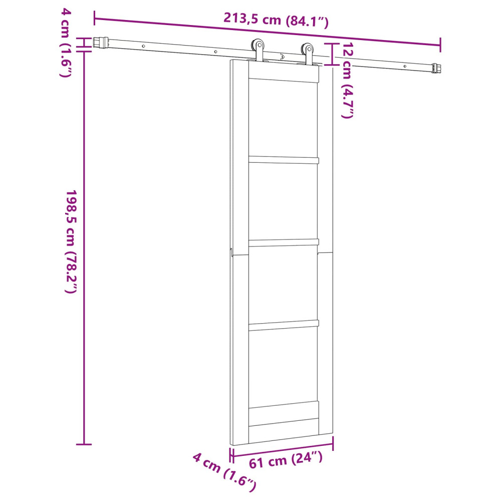 Produktbild för Skjutdörr ORKDAL Naturlig 61 x 198,5 cm Massiv furu