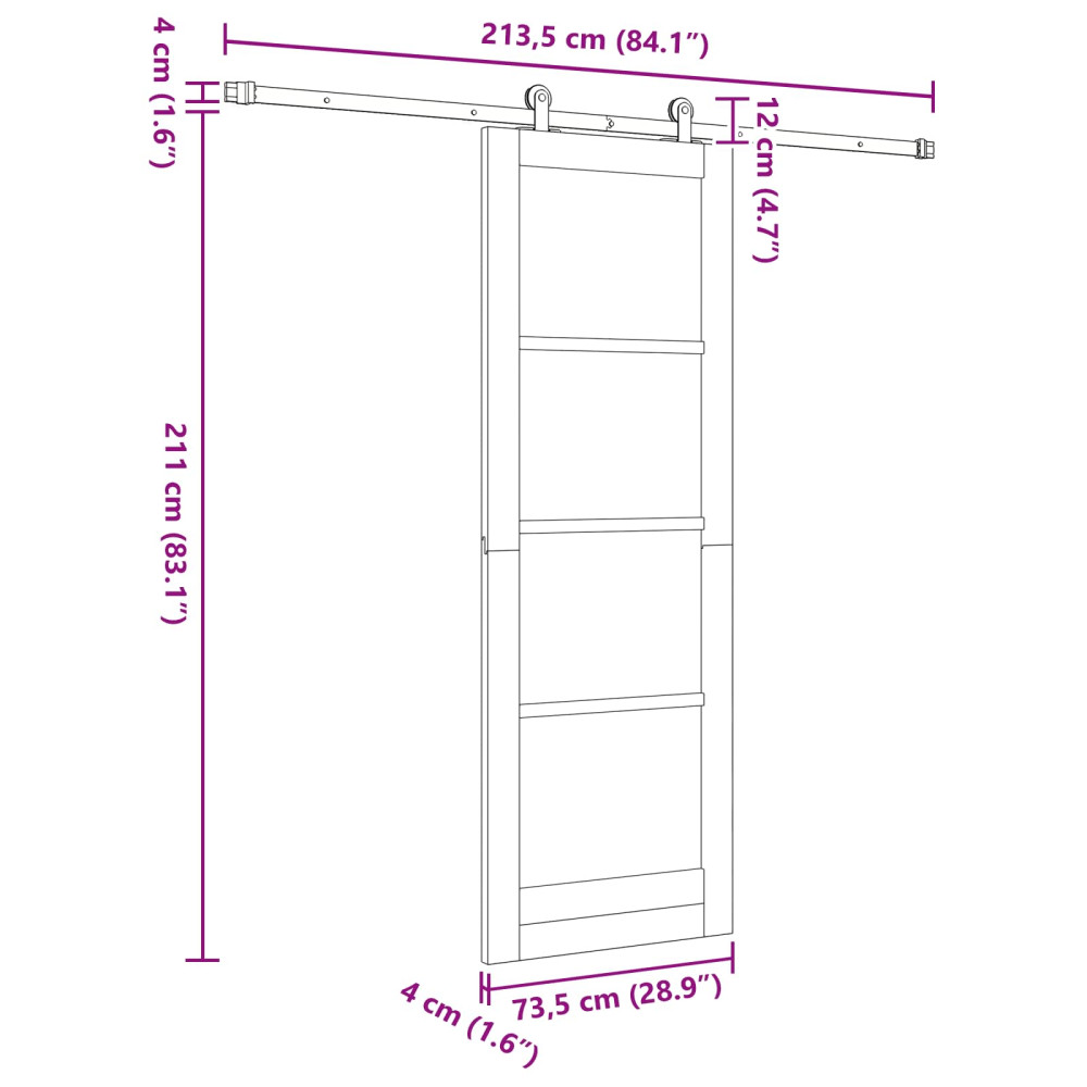 Produktbild för Skjutdörr ORKDAL Naturlig 73,5 x 211 cm Massiv furu