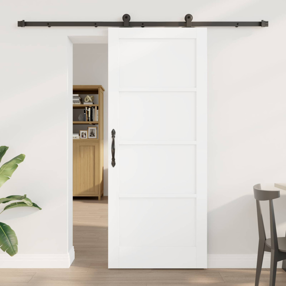 Produktbild för Skjutdörr ORKDAL Vit 83 x 202 cm Massiv furu