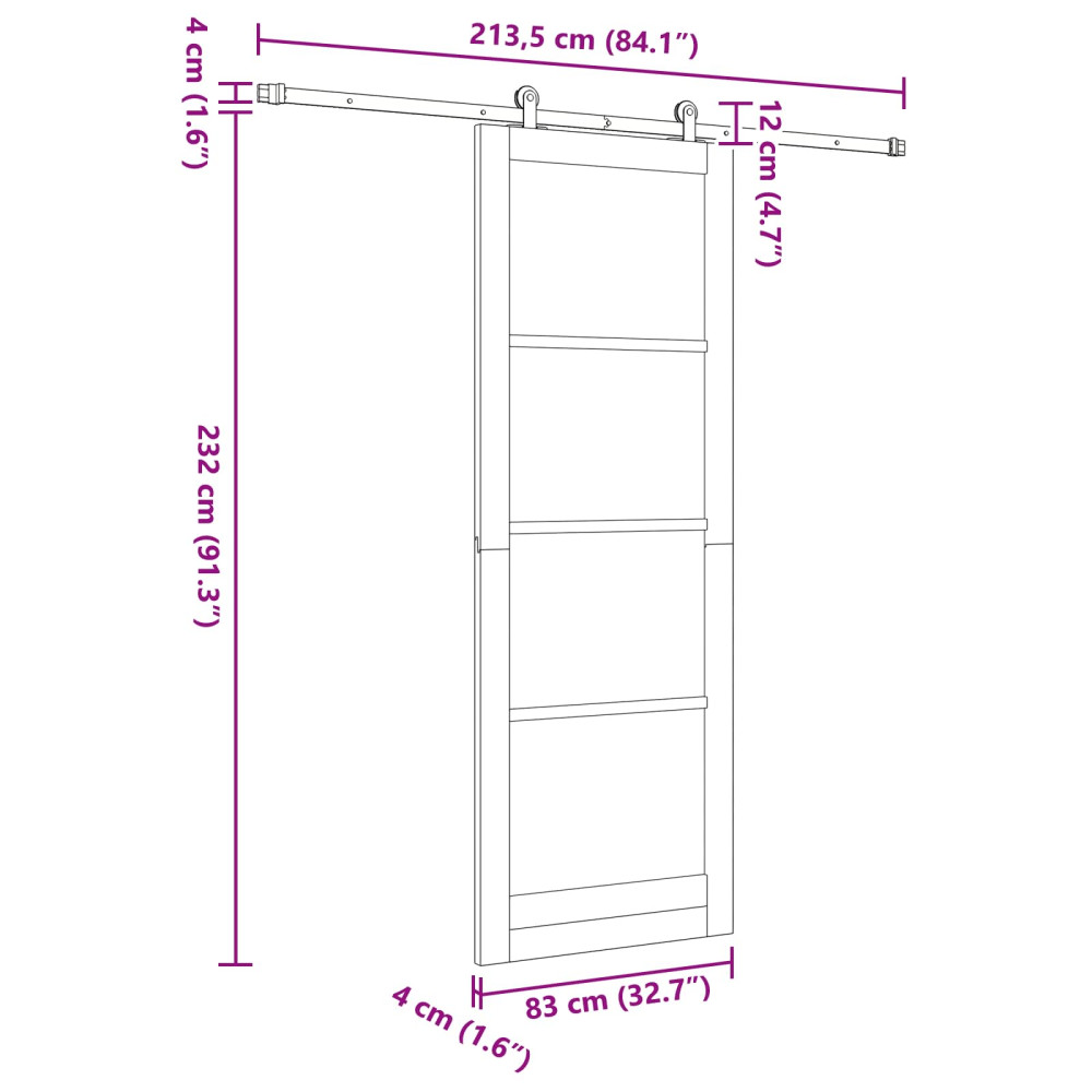Produktbild för Skjutdörr ORKDAL Naturlig 83 x 232 cm Massiv furu