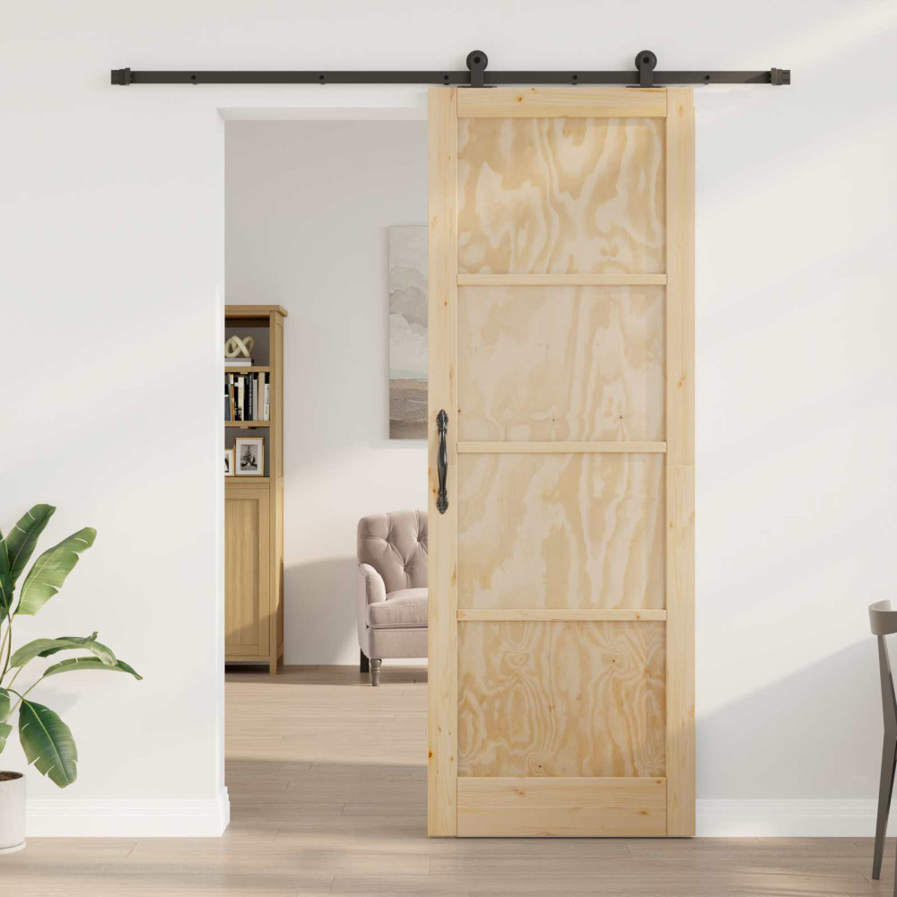 Produktbild för Skjutdörr ORKDAL Naturlig 83 x 232 cm Massiv furu
