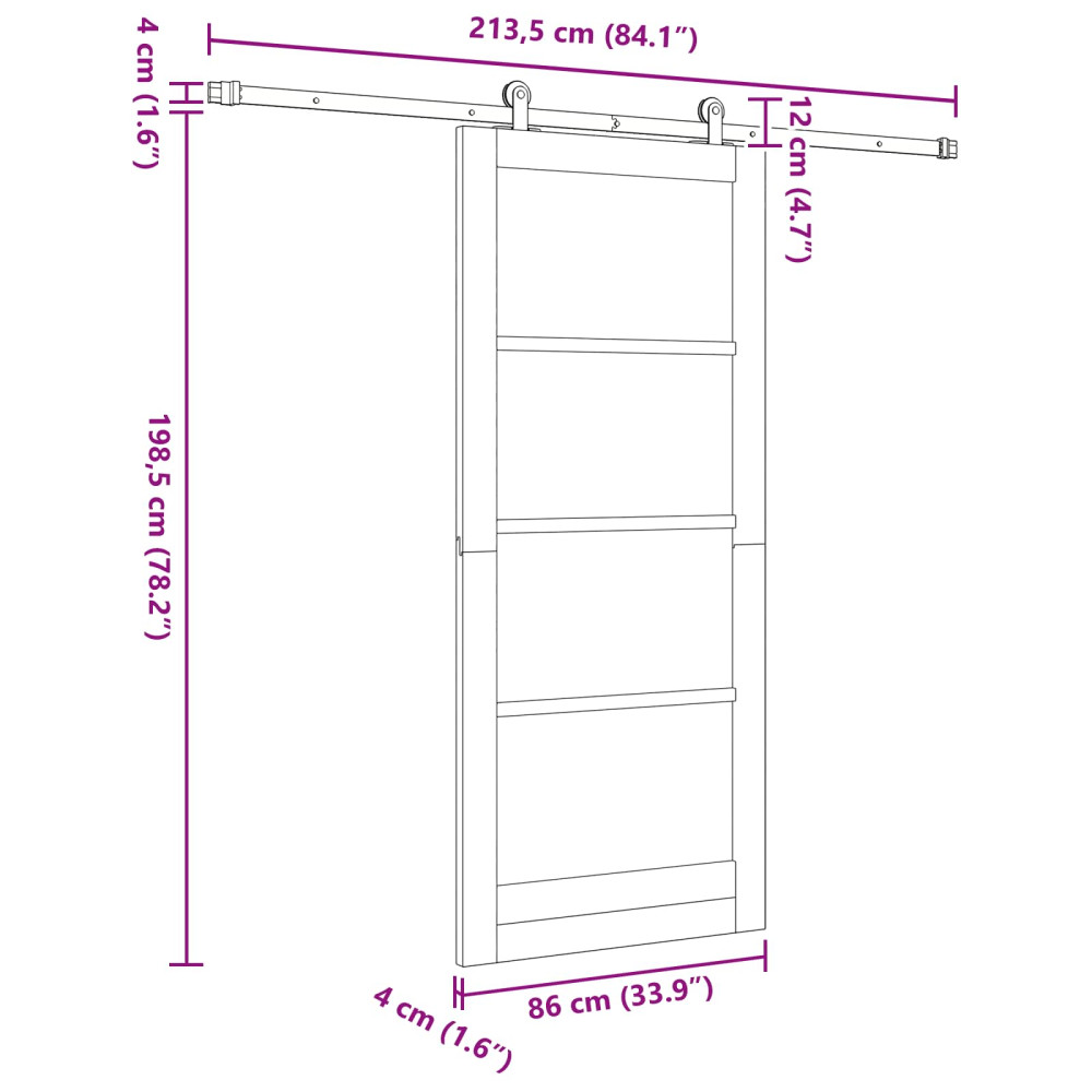 Produktbild för Skjutdörr ORKDAL Naturlig 86 x 198,5 cm Massiv furu