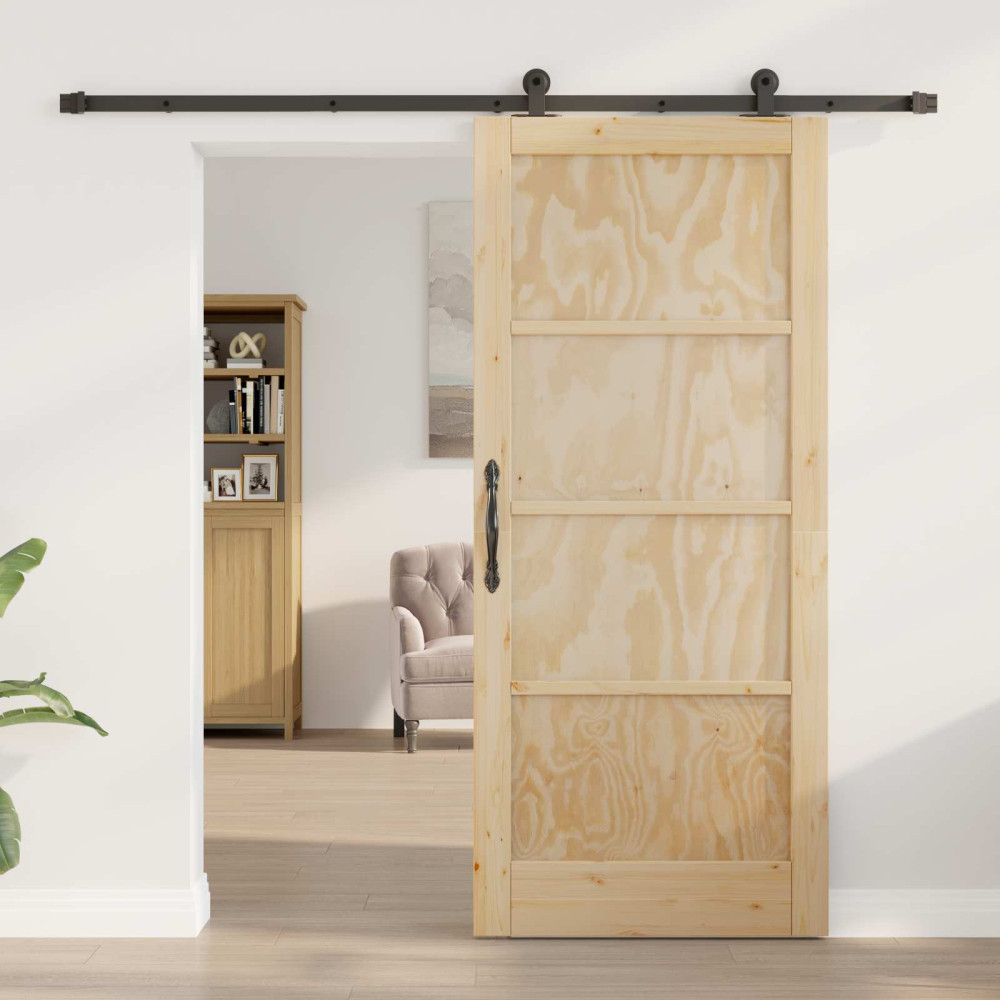 Produktbild för Skjutdörr ORKDAL Naturlig 86 x 198,5 cm Massiv furu
