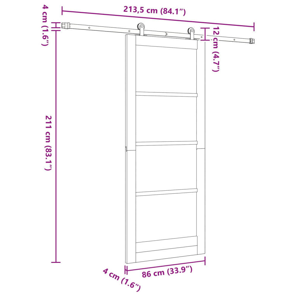 Produktbild för Skjutdörr ORKDAL Naturlig 86 x 211 cm Massiv furu