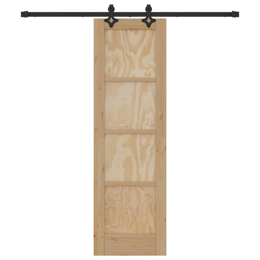 Produktbild för Skjutdörr Naturlig och svart 61 x 198,5 cm Massiv furu