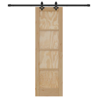Produktbild för Skjutdörr Naturlig och svart 61 x 198,5 cm Massiv furu
