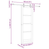 Produktbild för Skjutdörr Naturlig och svart 73,5 x 211 cm Massiv furu