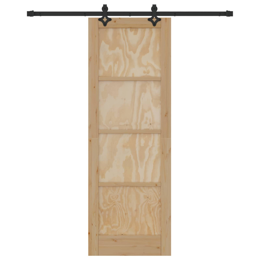 Produktbild för Skjutdörr Naturlig och svart 73,5 x 211 cm Massiv furu