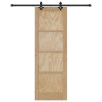 Produktbild för Skjutdörr Naturlig och svart 73,5 x 211 cm Massiv furu