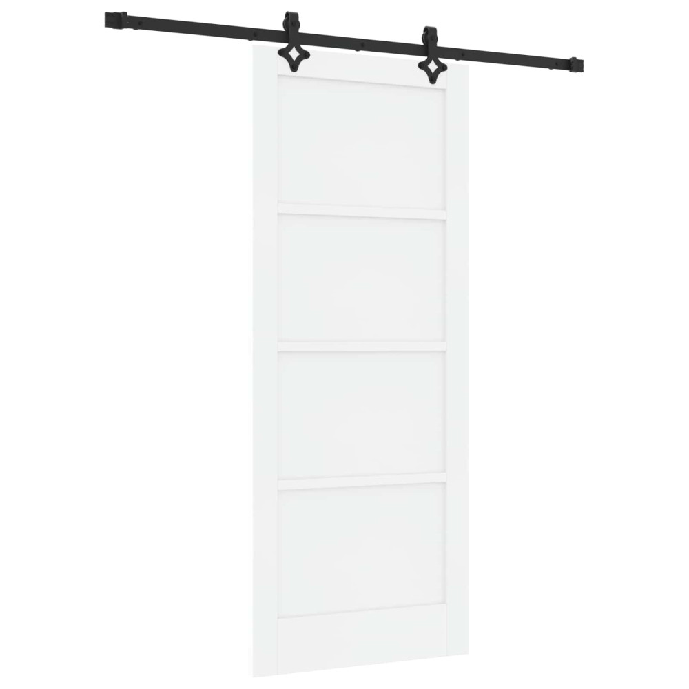 Produktbild för Skjutdörr Vit och svart 83 x 202 cm Massiv furu