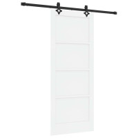 Produktbild för Skjutdörr Vit och svart 83 x 202 cm Massiv furu