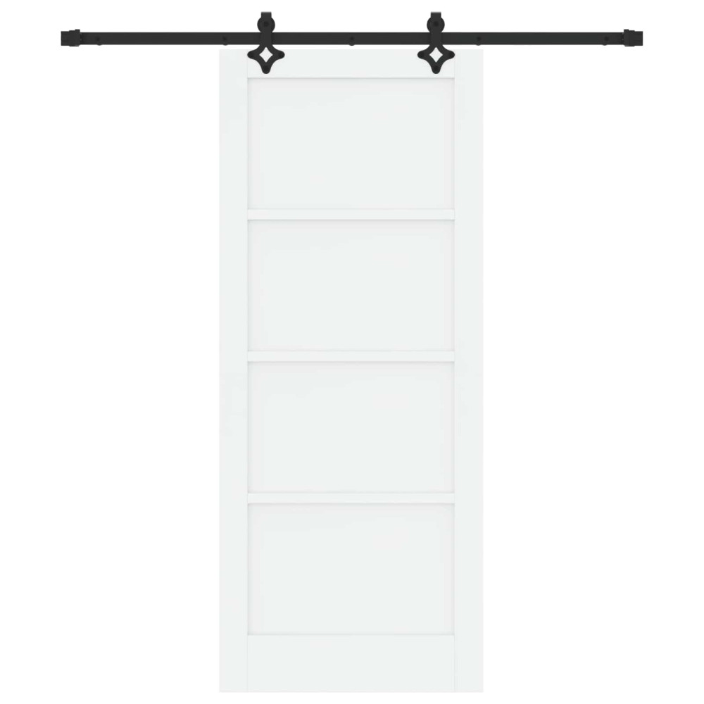 Produktbild för Skjutdörr Vit och svart 83 x 202 cm Massiv furu