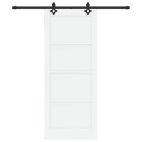 Produktbild för Skjutdörr Vit och svart 83 x 202 cm Massiv furu