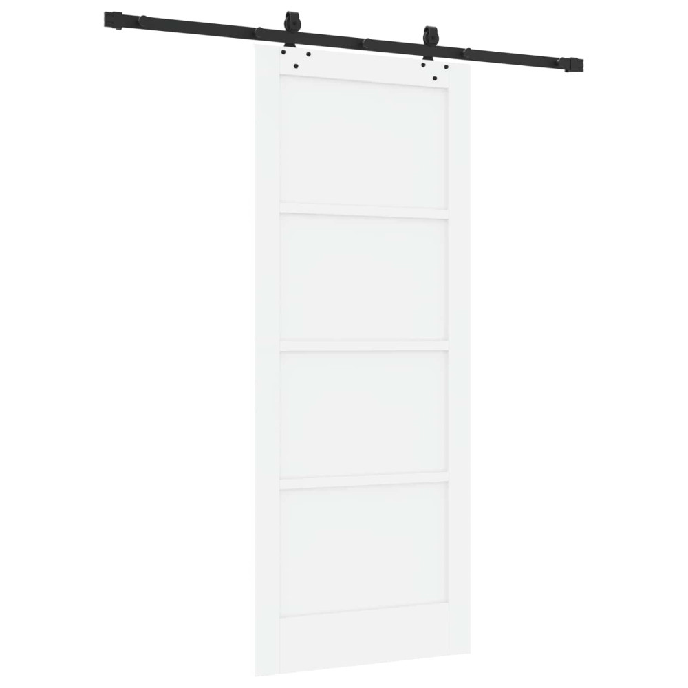 Produktbild för Skjutdörr Vit och svart 83 x 202 cm Massiv furu