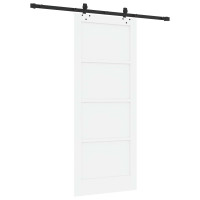 Produktbild för Skjutdörr Vit och svart 83 x 202 cm Massiv furu