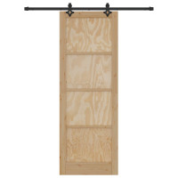 Produktbild för Skjutdörr Naturlig och svart 83 x 232 cm Massiv furu
