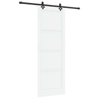 Produktbild för Skjutdörr Vit och svart 83 x 232 cm Massiv furu