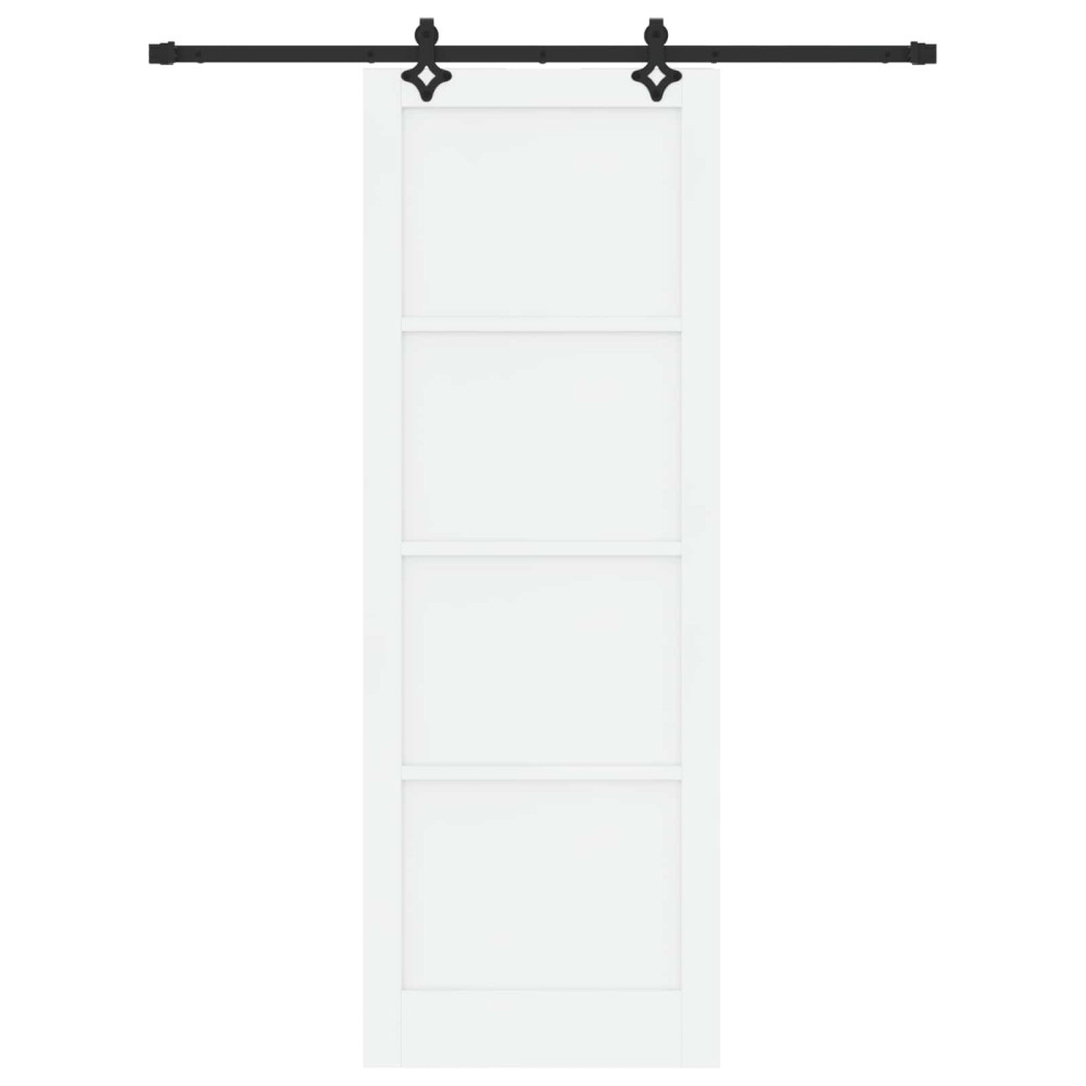 Produktbild för Skjutdörr Vit och svart 83 x 232 cm Massiv furu