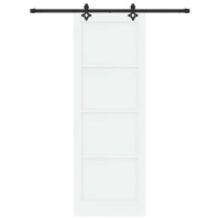Produktbild för Skjutdörr Vit och svart 83 x 232 cm Massiv furu