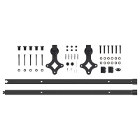 Produktbild för Skjutdörr Vit och svart 83 x 232 cm Massiv furu