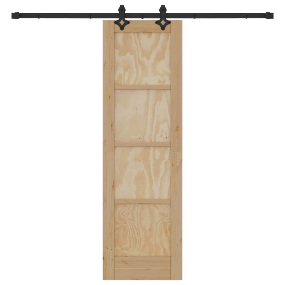 Produktbild för Skjutdörr Naturlig och svart 61 x 198,5 cm Massiv furu