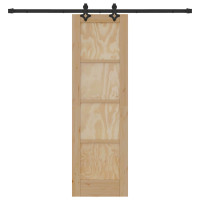 Produktbild för Skjutdörr Naturlig och svart 61 x 198,5 cm Massiv furu