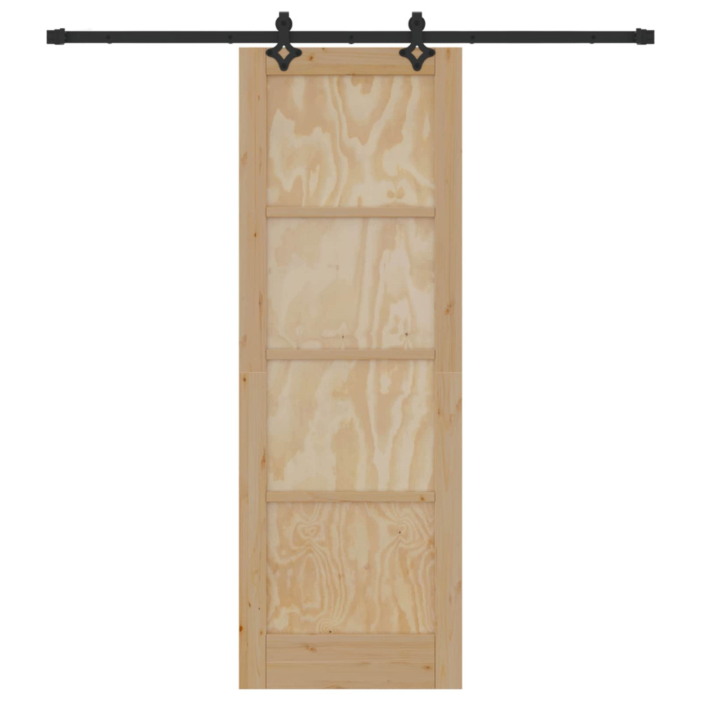 Produktbild för Skjutdörr Naturlig och svart 73,5 x 211 cm Massiv furu