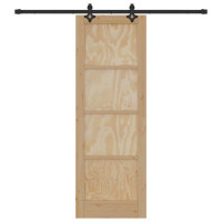 Produktbild för Skjutdörr Naturlig och svart 73,5 x 211 cm Massiv furu