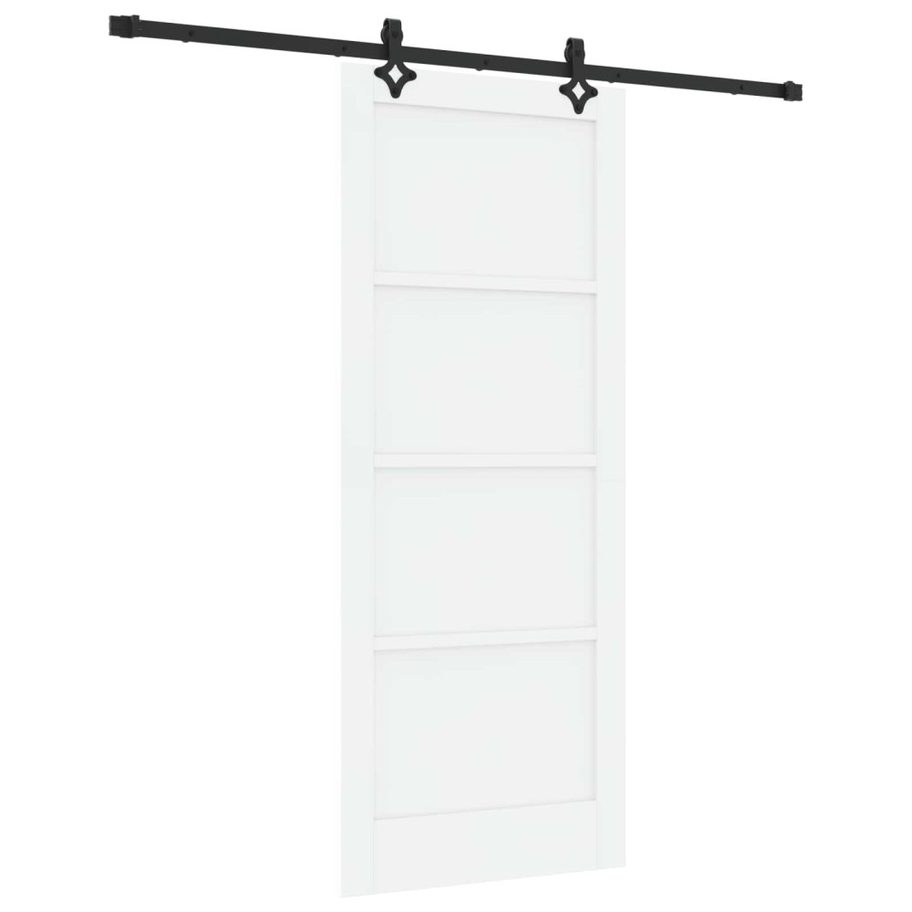Produktbild för Skjutdörr Vit och svart 83 x 202 cm Massiv furu