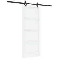 Produktbild för Skjutdörr Vit och svart 83 x 202 cm Massiv furu