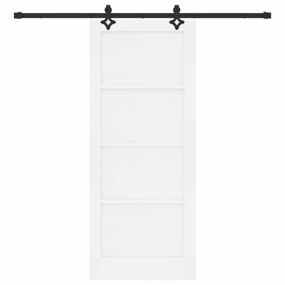 Produktbild för Skjutdörr Vit och svart 83 x 202 cm Massiv furu
