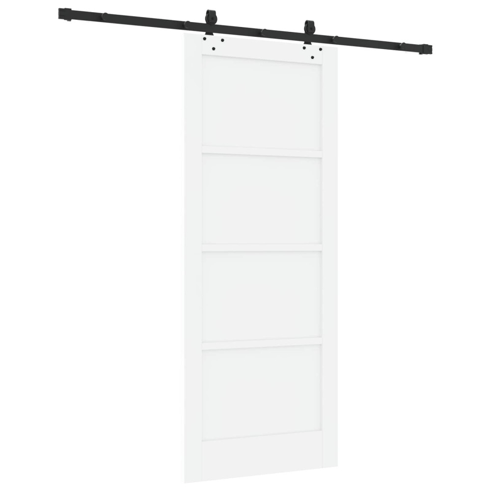 Produktbild för Skjutdörr Vit och svart 83 x 202 cm Massiv furu