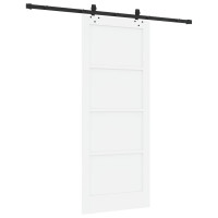 Produktbild för Skjutdörr Vit och svart 83 x 202 cm Massiv furu