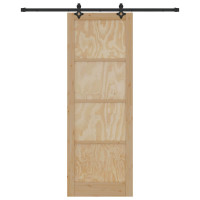 Produktbild för Skjutdörr Naturlig och svart 83 x 232 cm Massiv furu